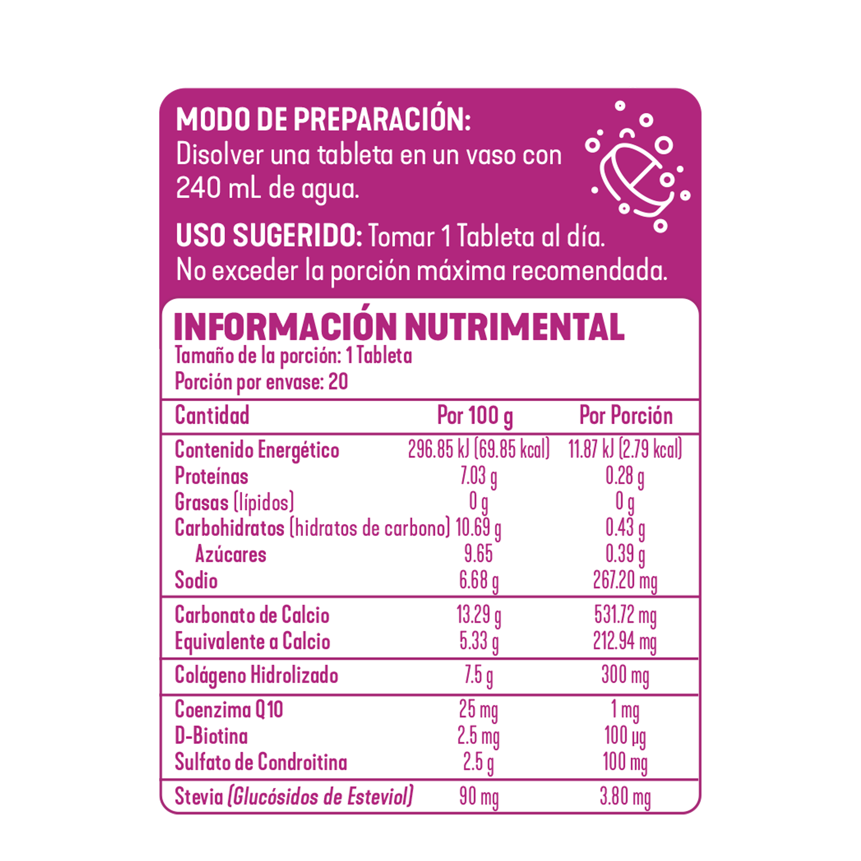 Colágeno 20 tabletas efervescentes