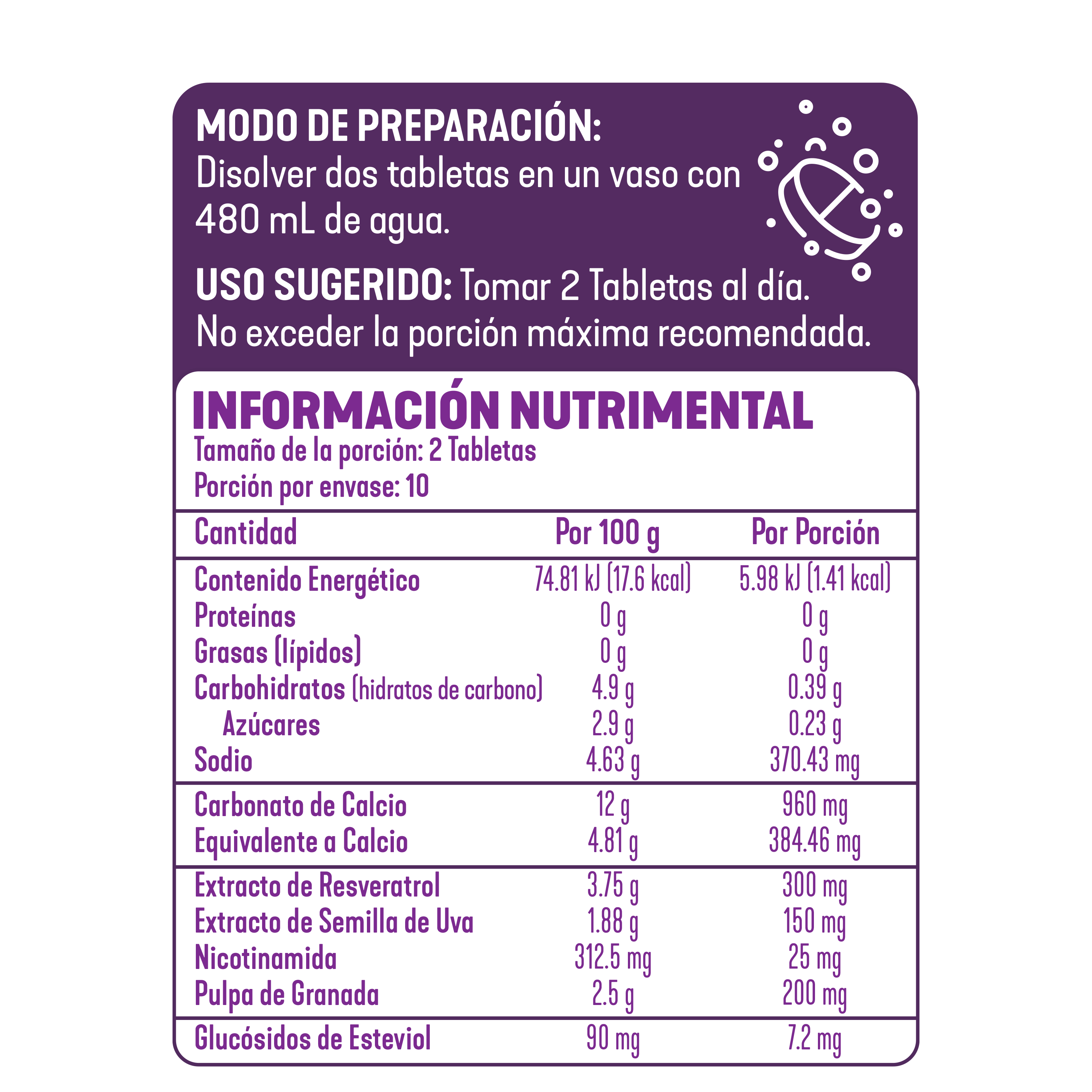 Trans-Resveratrol 20 tabletas efervescentes