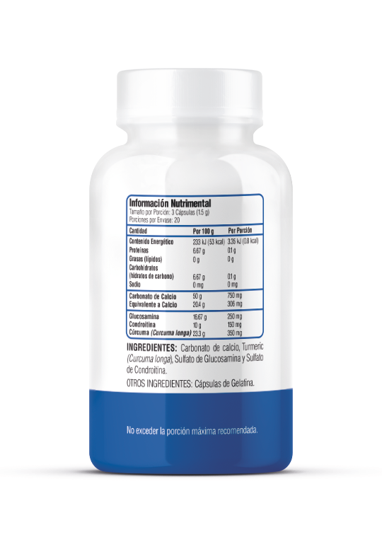 CÚRCUMA + GLUCOSAMINA + CONDROITINA 60 CAPS