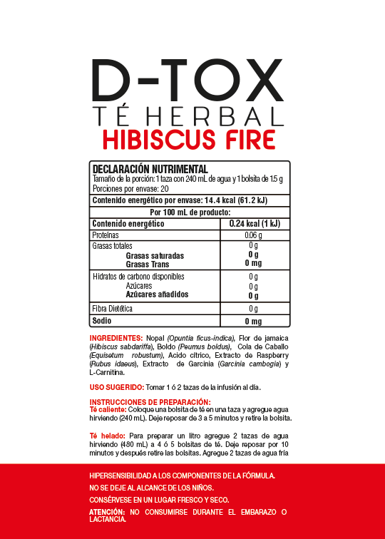 DTOX HIBISCUS FIRE 20 BOLSITAS. Greenside Store