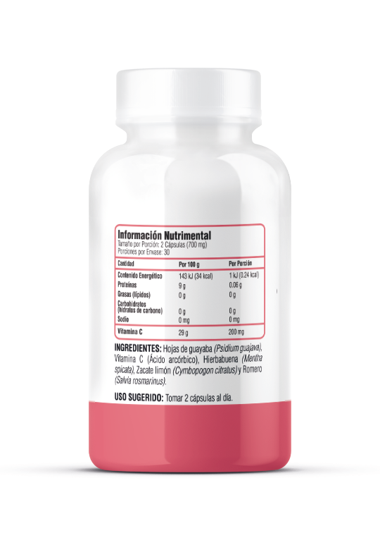 Cápsulas de Hojas de Guayaba con Vitamina C - 60 Cápsulas