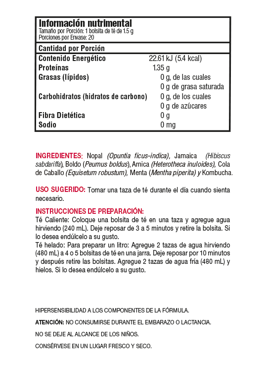 Kombucha Dtox Jamaica 20 Bolsitas de Té