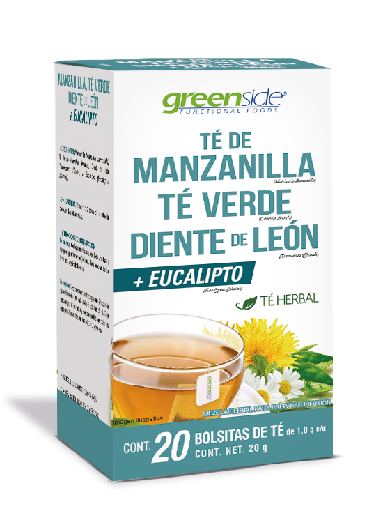 Té de Manzanilla, Té verde, Diente de león y Eucalipto 20 Bolsitas