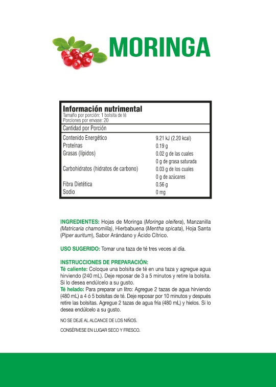 Moringa Sabor Arándano 20 Bolsitas