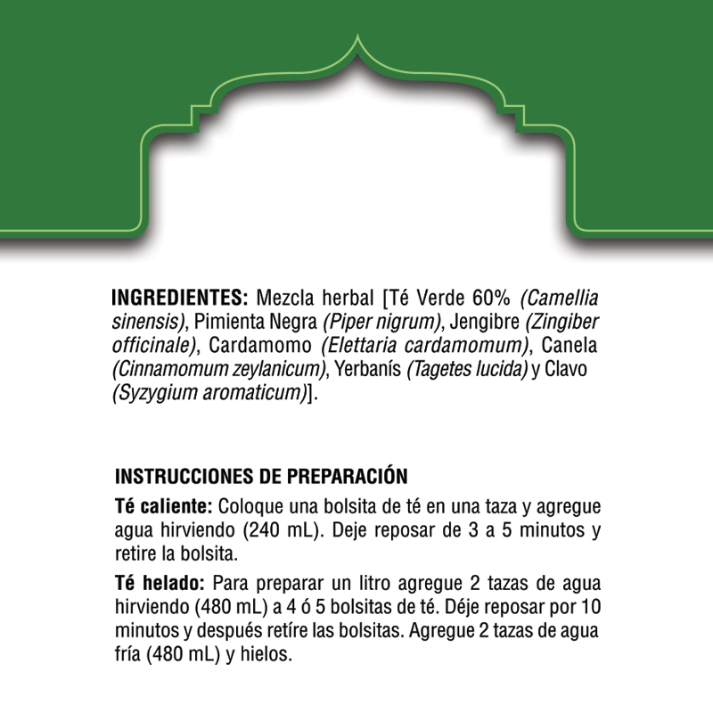 Chai Té Verde 25 Bolsitas