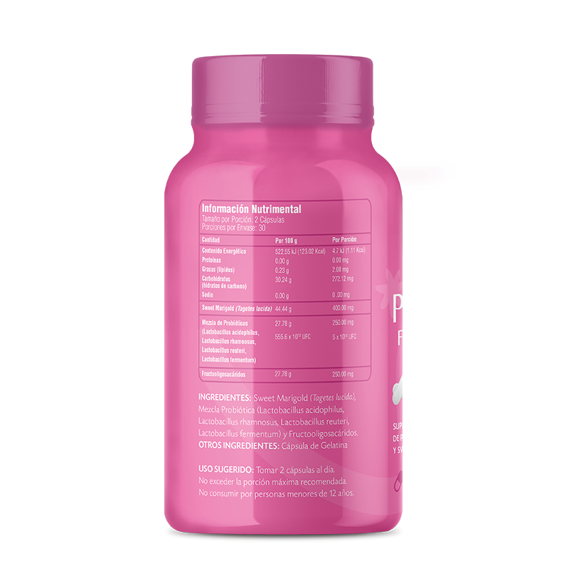 PINK V Probióticos, Fructooligosacáridos y Sweet Marigold