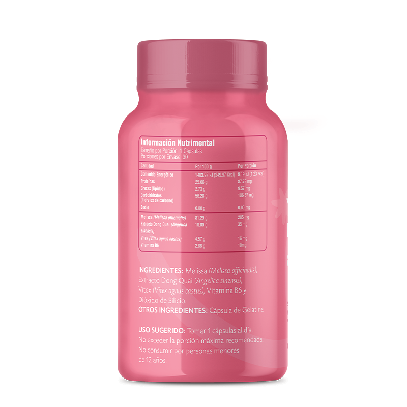 PINK V Vitamina B6, Melissa y Vitex