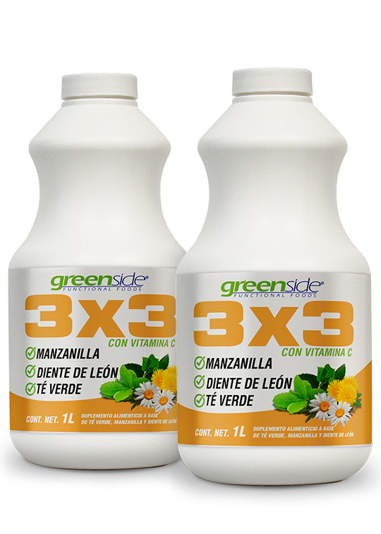 2 Botes de 3x3 Vitamina C: Té Verde, Manzanilla y Diente de León  ¡Envío Gratis!